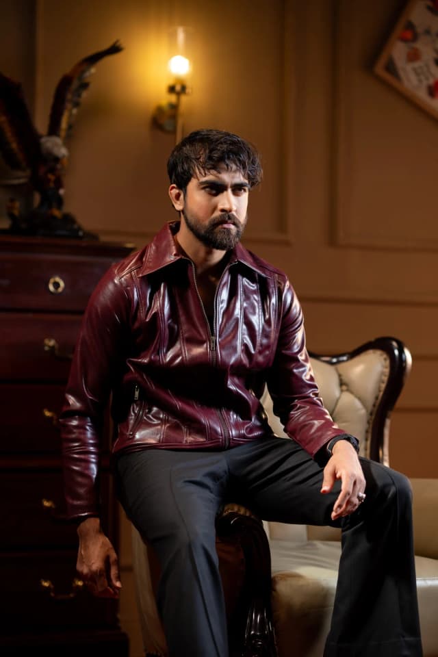 ARZAAL'S CHERRY COLA FAUX FUR TRIMMED PU LEATHER JACKET ST5