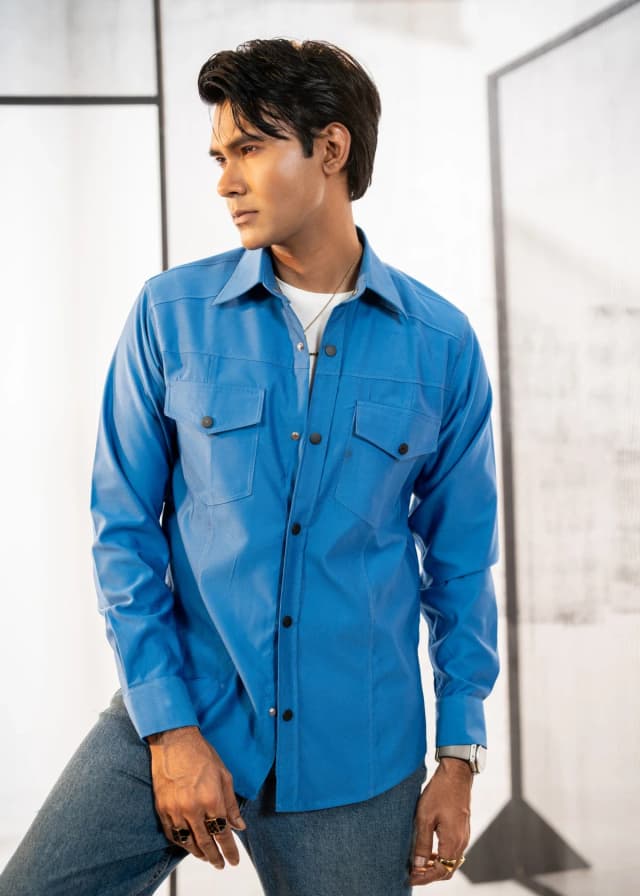 Dark Cerulean Blue Shirt