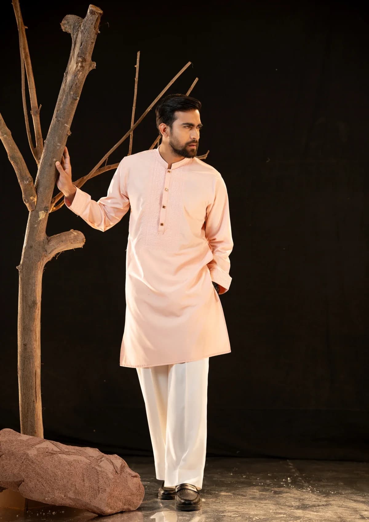 ARZAALS LIGHT PINK SNAP PANJABI thumbnail 1