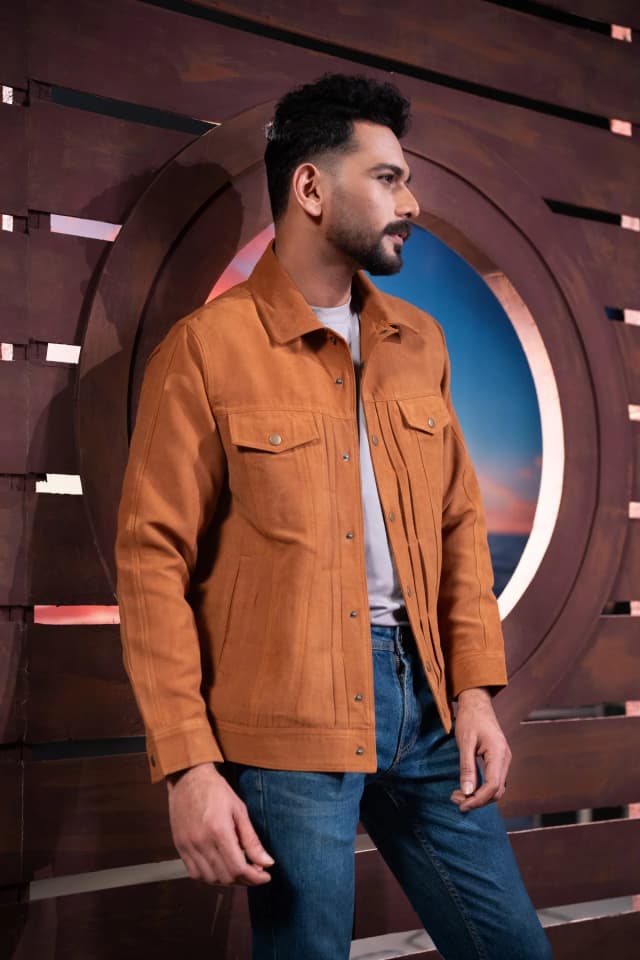 Brown Suede Leather Jacket ST14