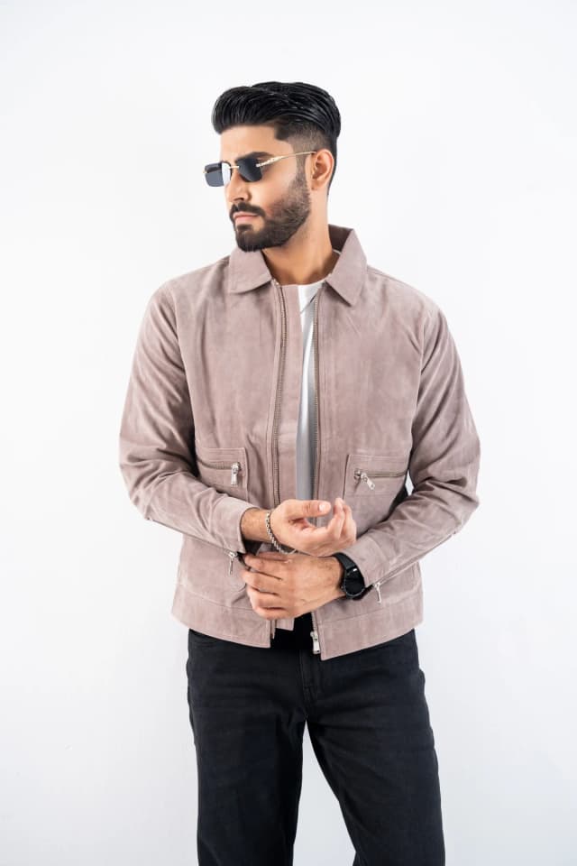 Pigeon Gray Suede Soft Texture Jacket ST17