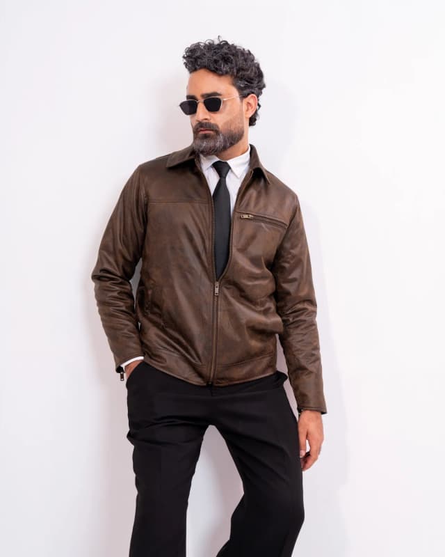 ARZAAL'S THE PULLUP BROWN SUEDE LEATHER JACKET ST01