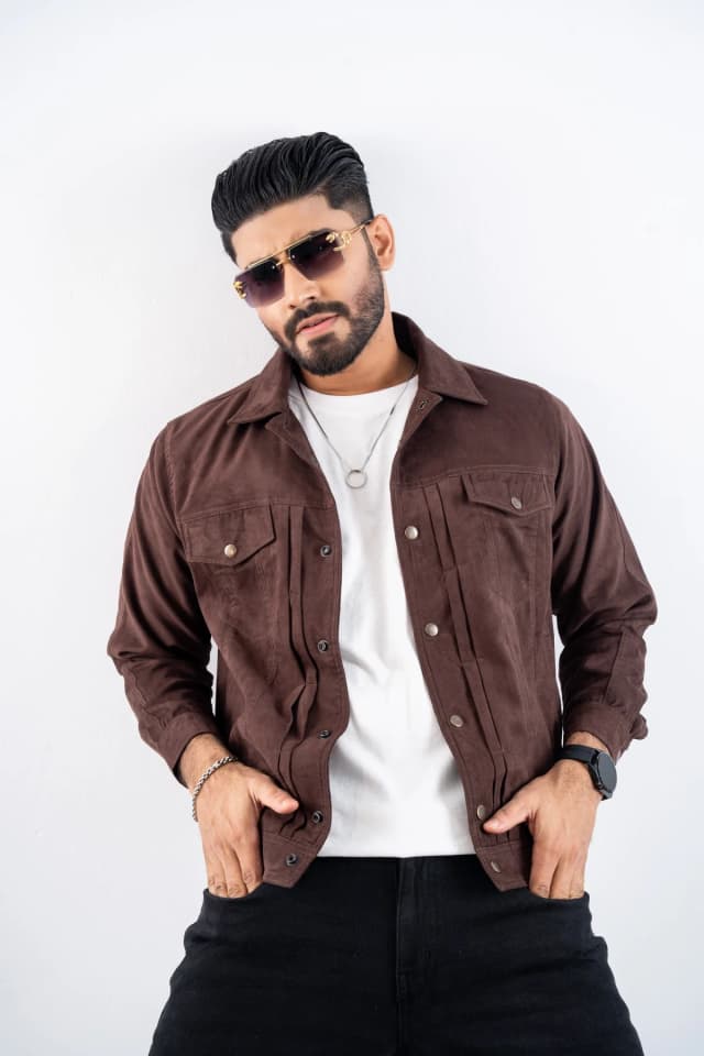 Coffee brown Suede Jacket ST20