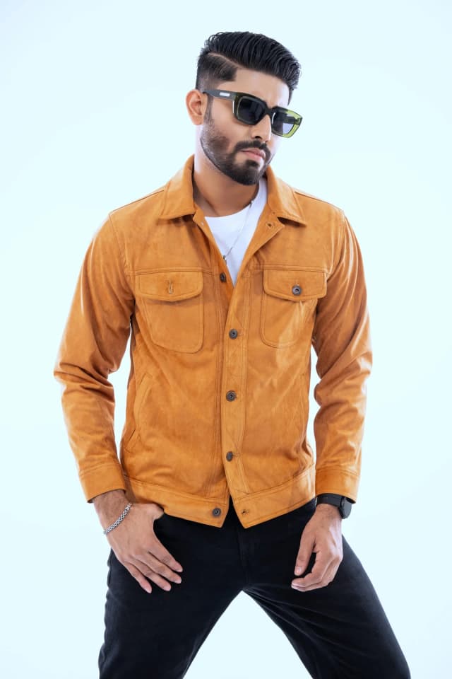 Men's Brown Suede Leather Jacket STB45