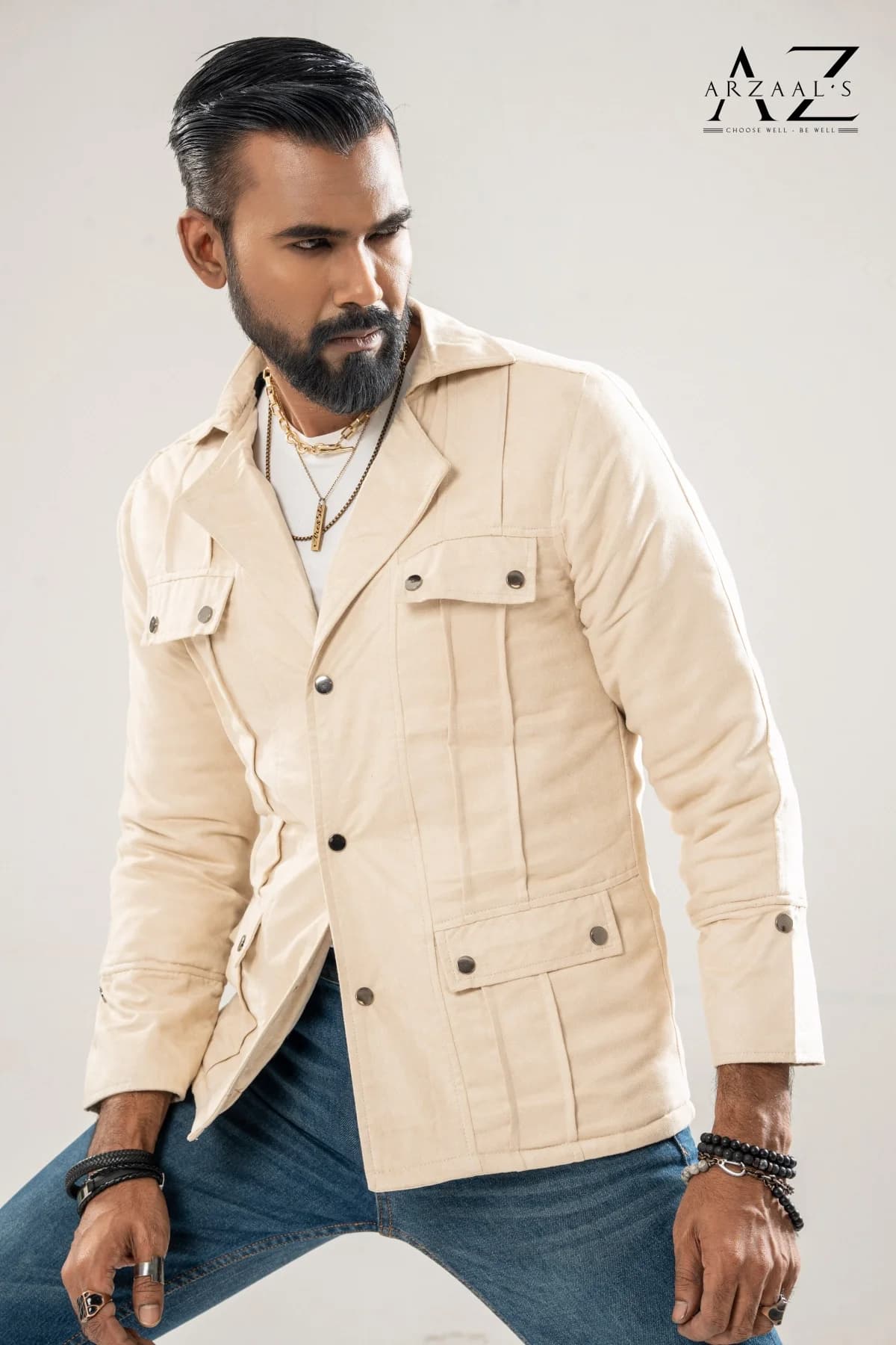 Mens Cream White Chester Jacket thumbnail 1