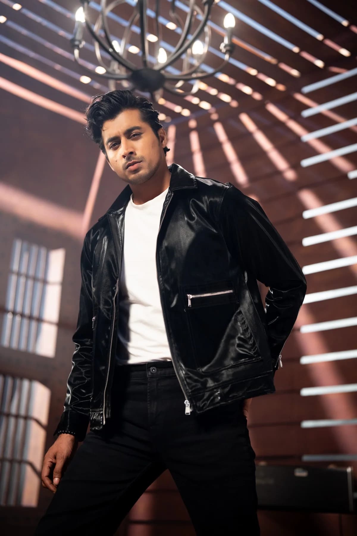 Black Glossy Leather Jacket ST04 thumbnail 1