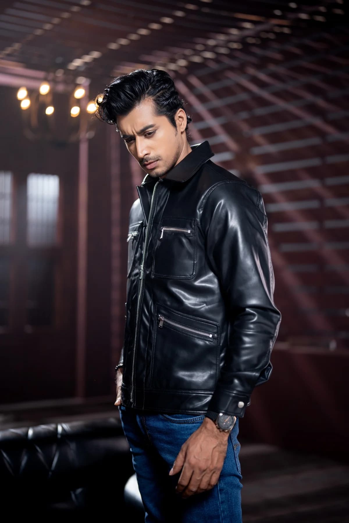 Black Leather Jacket ST01 thumbnail 2