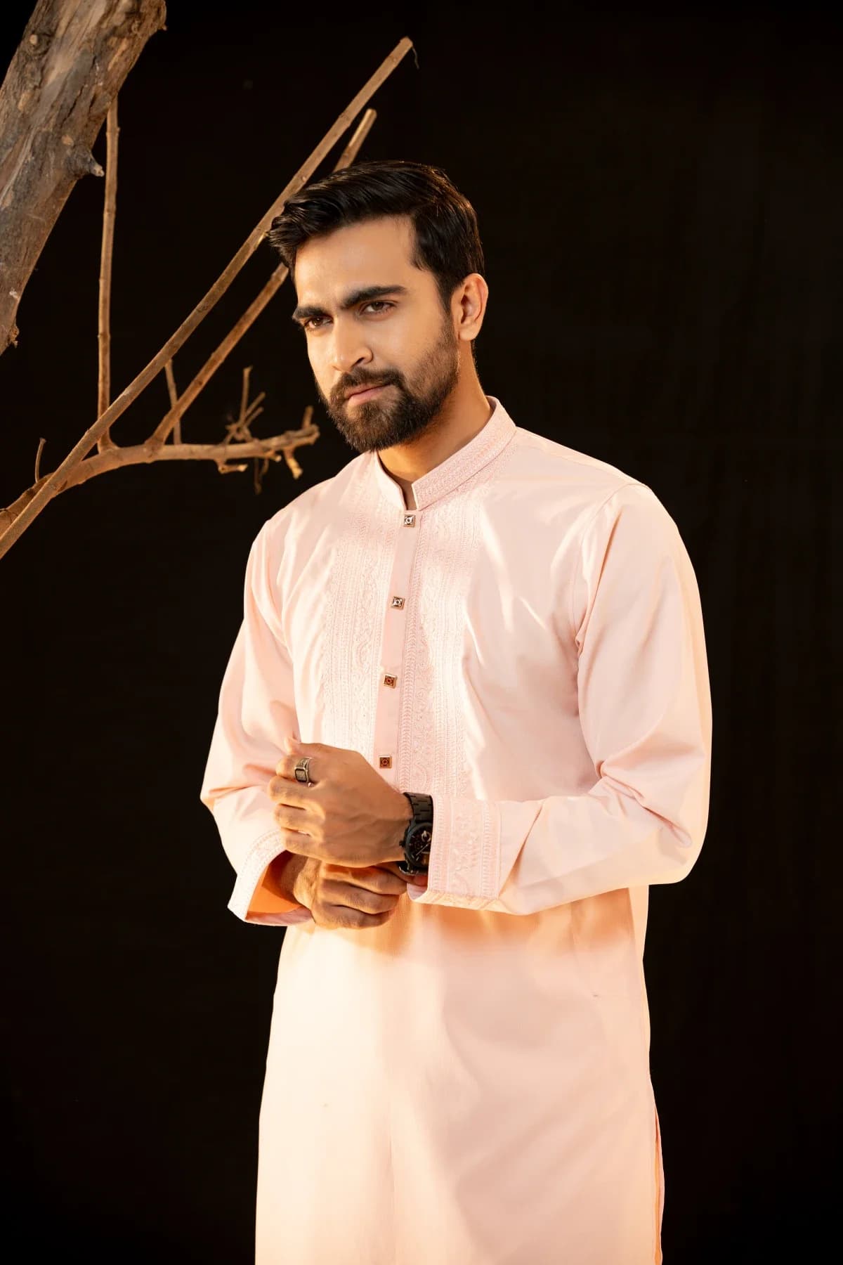 ARZAALS LIGHT PINK SNAP PANJABI thumbnail 3