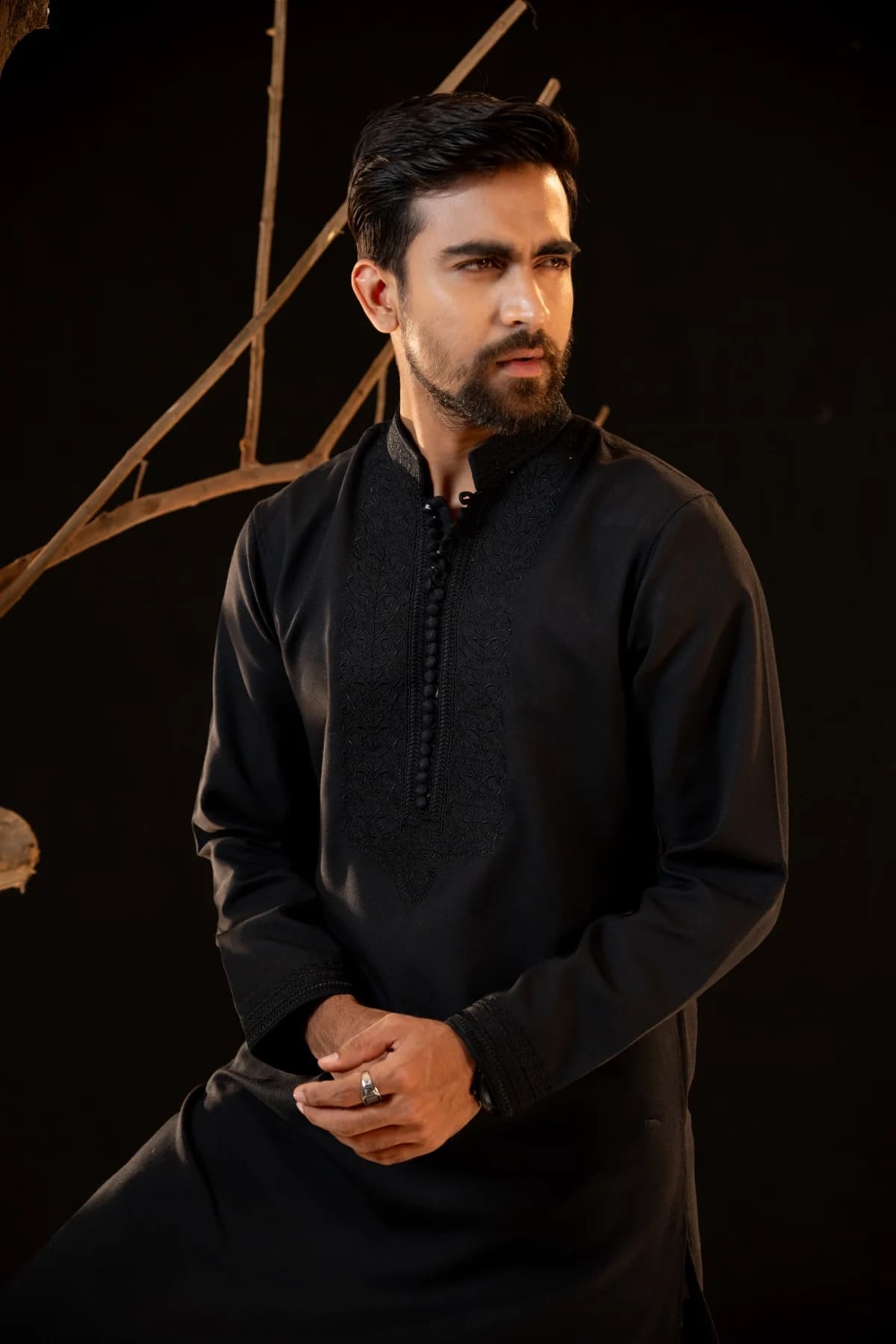 ARZAALS BLACK PREMIUM PANJABI ST08 thumbnail 2