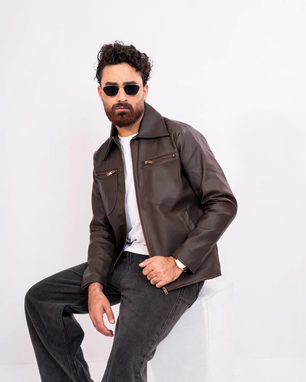 ARZAAL'S THE RICH DARK CHOCOLATE LEATHER JACKET ST8 thumbnail 4