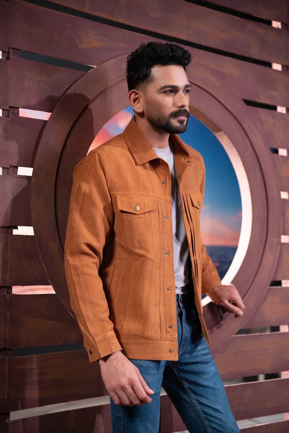 Brown Suede Leather Jacket ST14 thumbnail 4