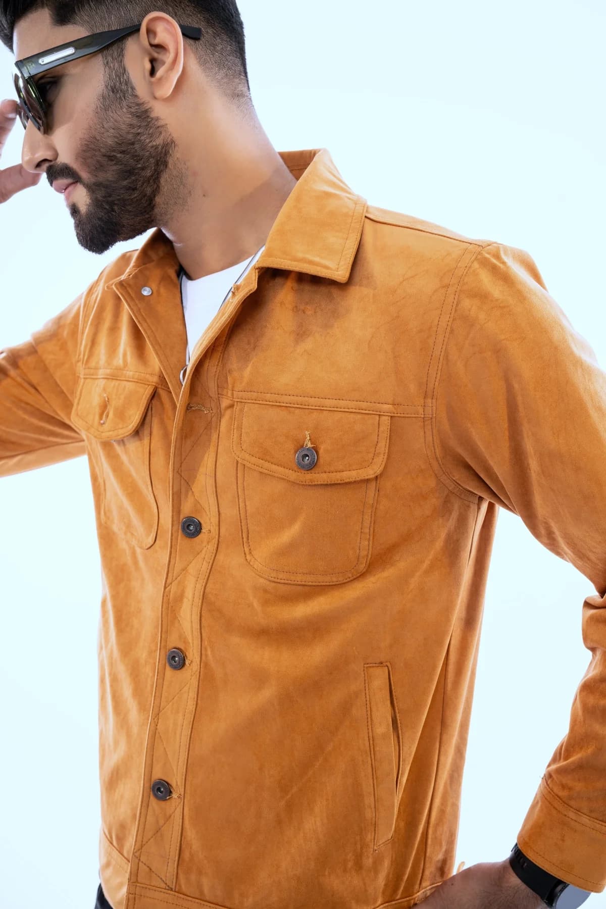 Men's Brown Suede Leather Jacket STB45 thumbnail 3