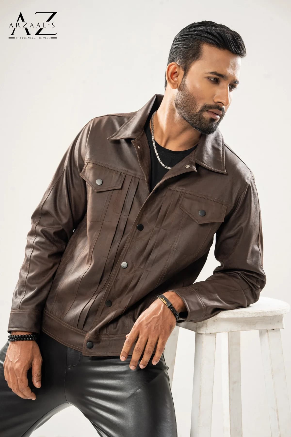 Mens Premium Chocolate Trucker Jacket thumbnail 3