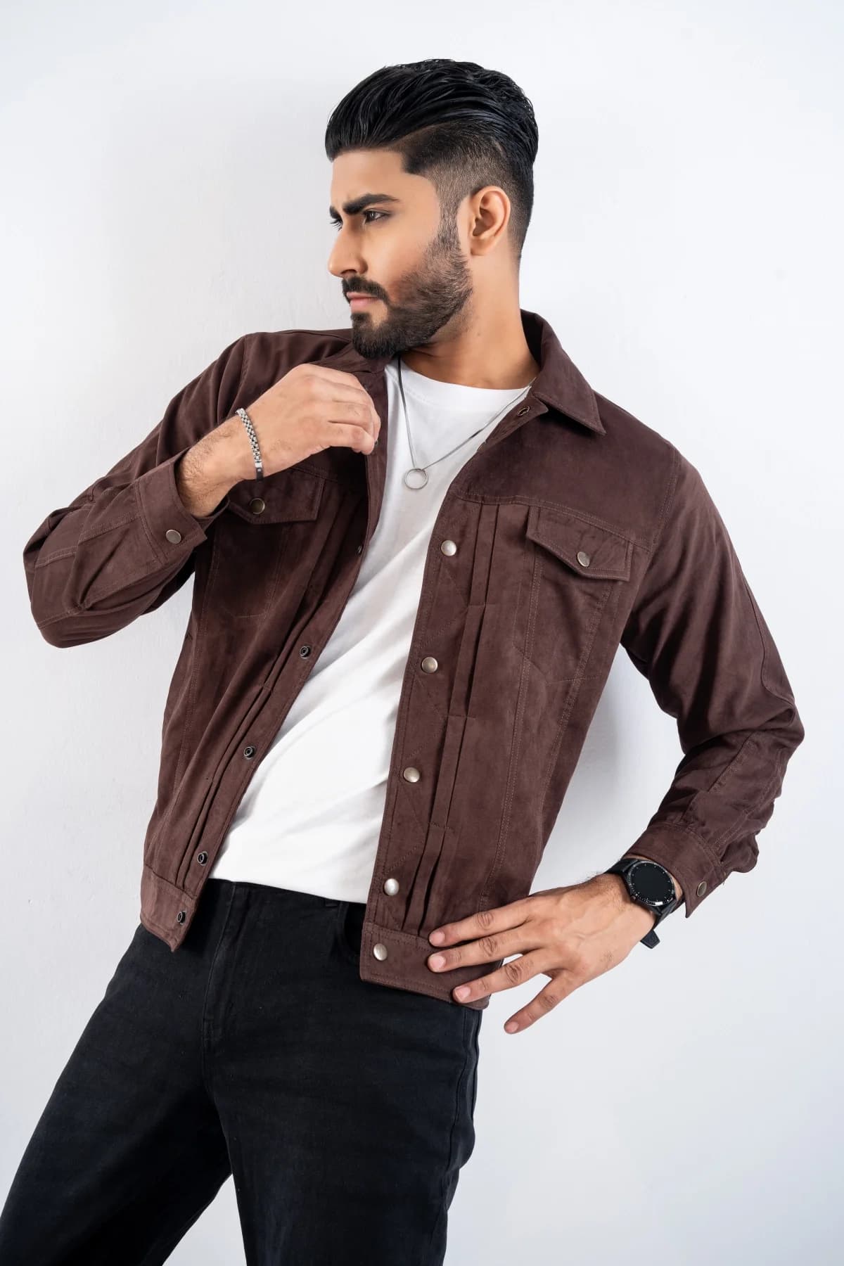 Coffee brown Suede Jacket ST20 thumbnail 4