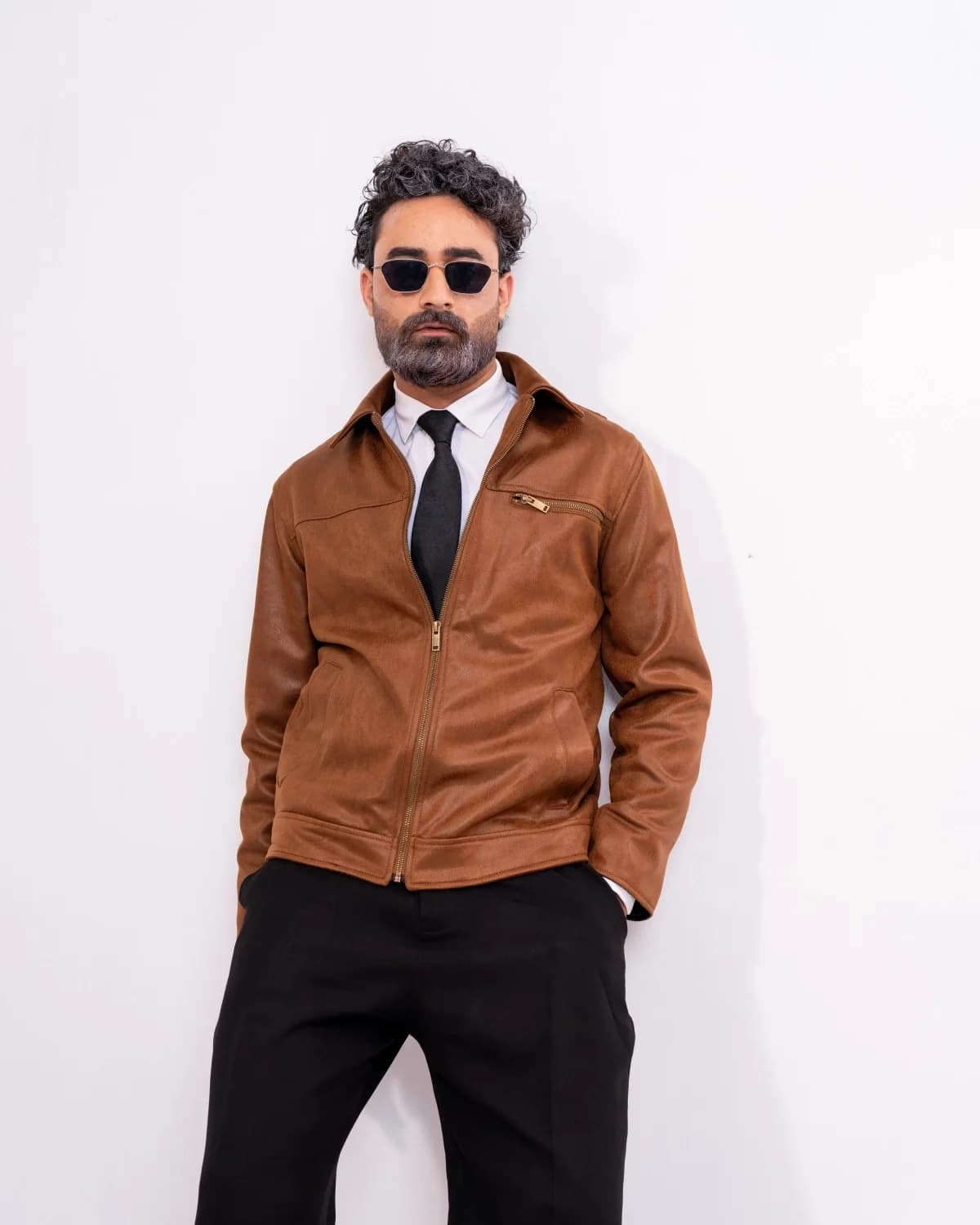 ARZAAL'S THE RICH LIGHT CAMEL BROWN SUEDE LEATHER JACKET ST01 thumbnail 6
