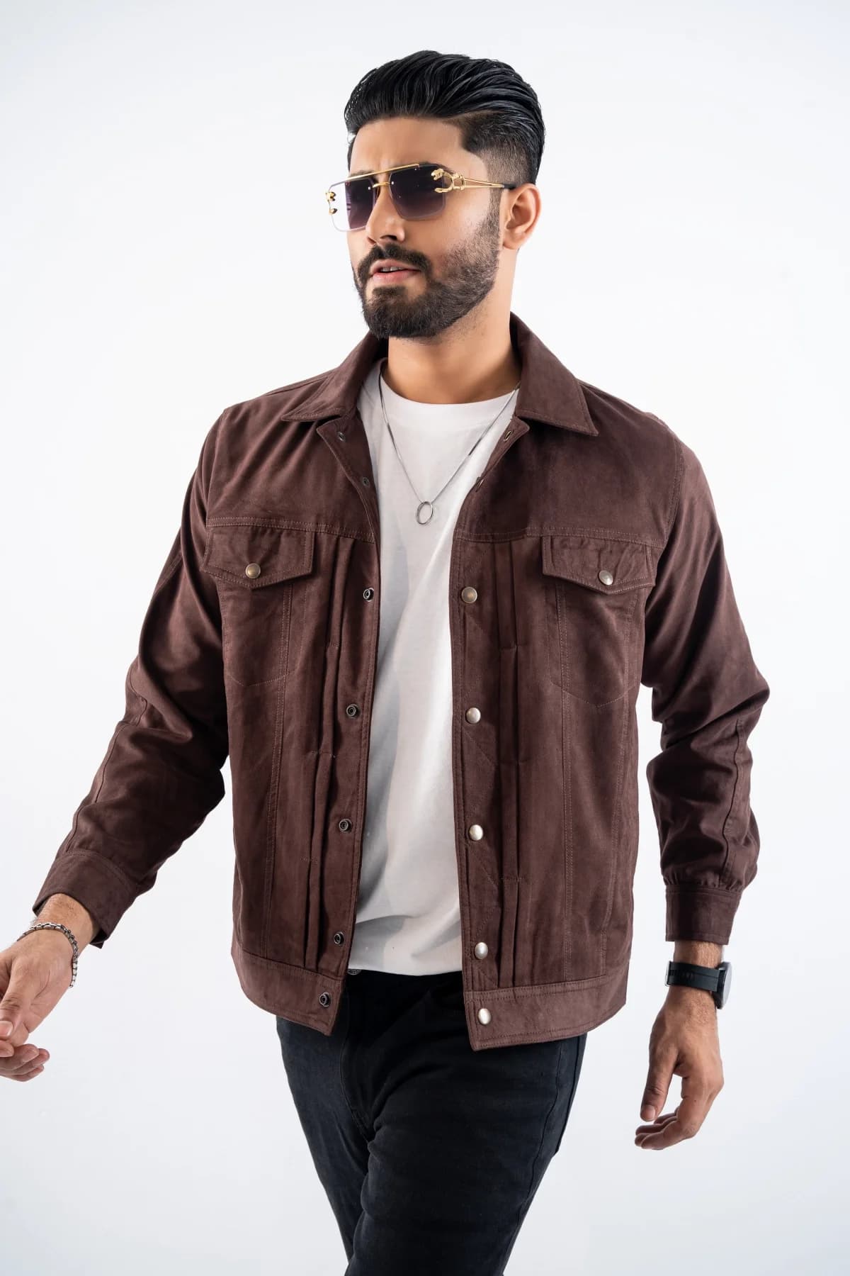 Coffee brown Suede Jacket ST20 thumbnail 3
