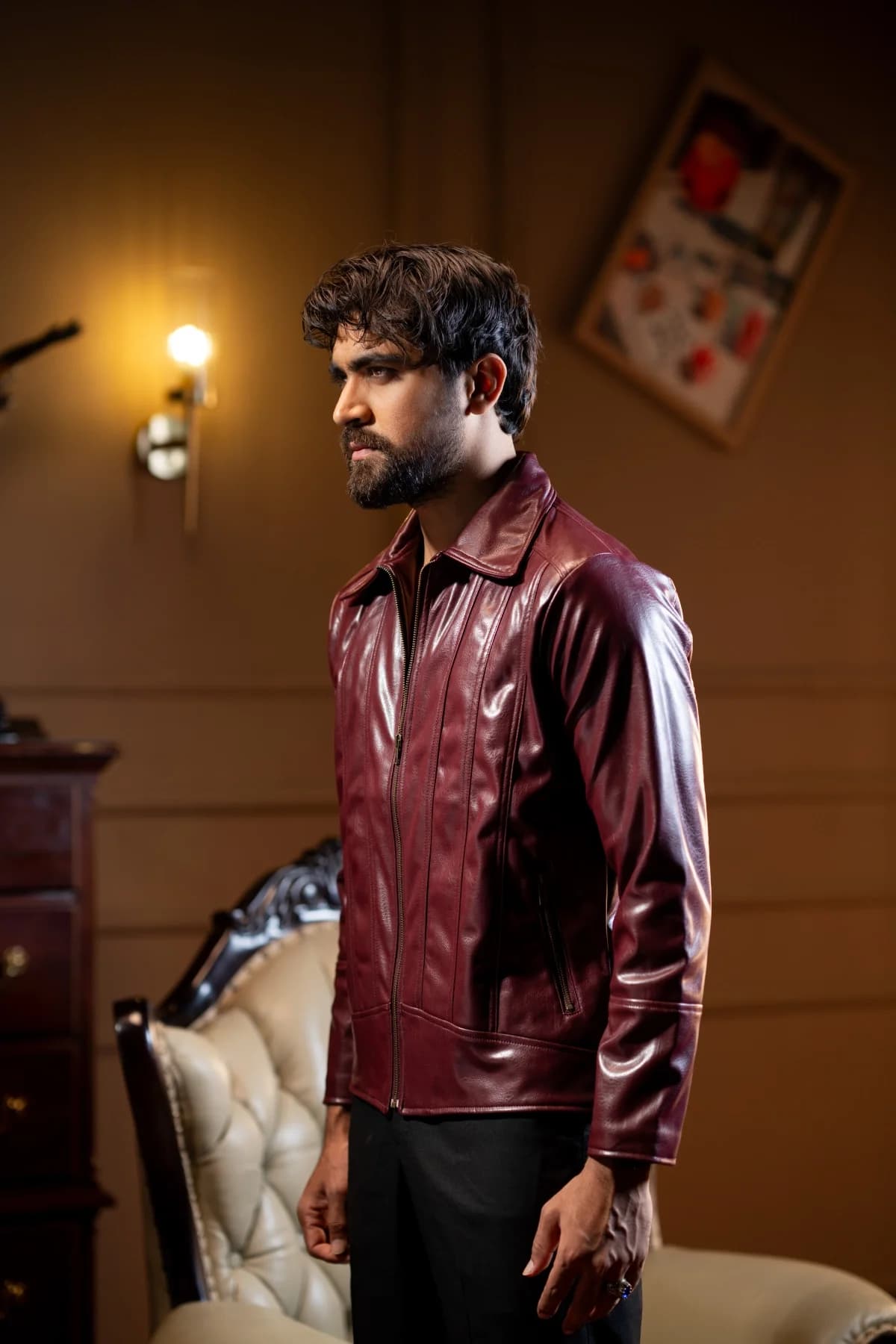 ARZAAL'S CHERRY COLA FAUX FUR TRIMMED PU LEATHER JACKET ST5 thumbnail 6