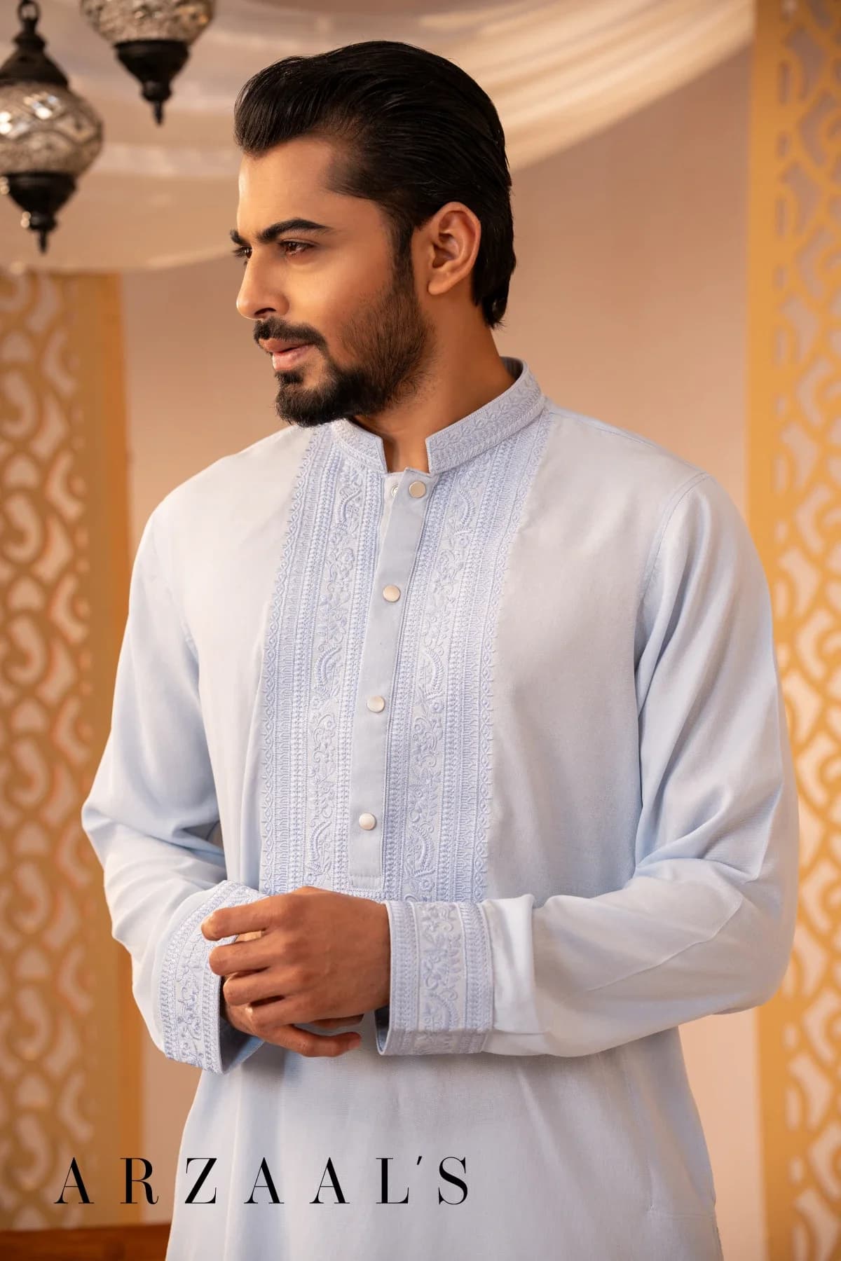 ARZAALS SKY LAVENDER COLOUR PANJABI thumbnail 3