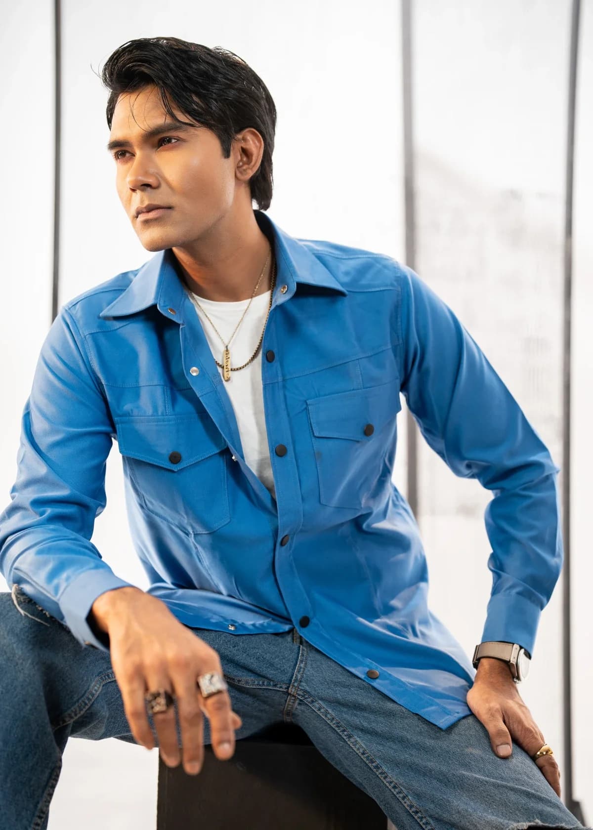 Dark Cerulean Blue Shirt thumbnail 4
