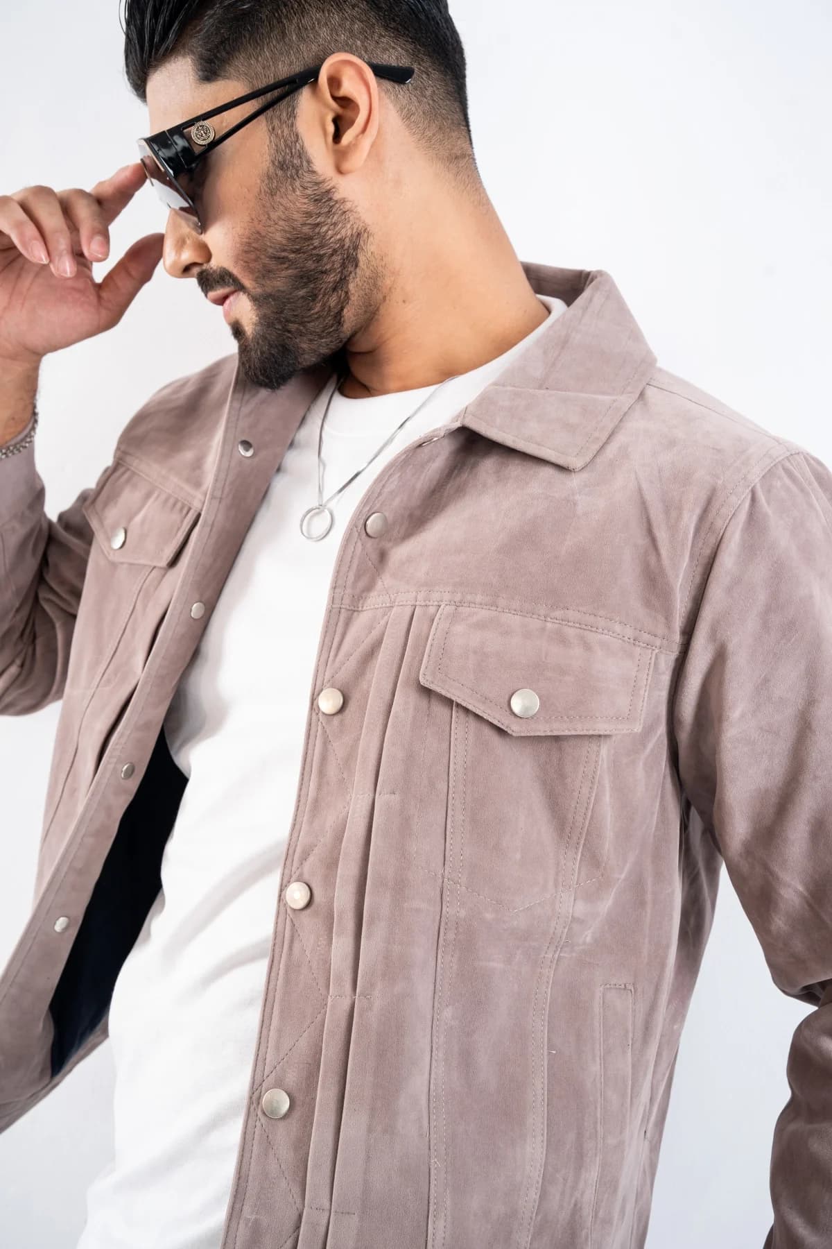 Pigeon Gray Suede Soft Texture Jacket ST12 thumbnail 6