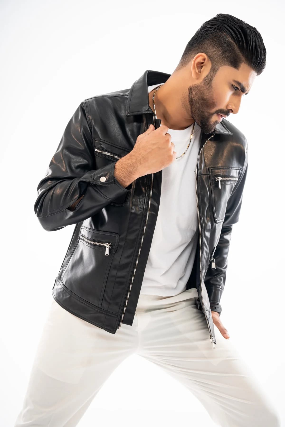 Black Leather Jacket ST01 thumbnail 5
