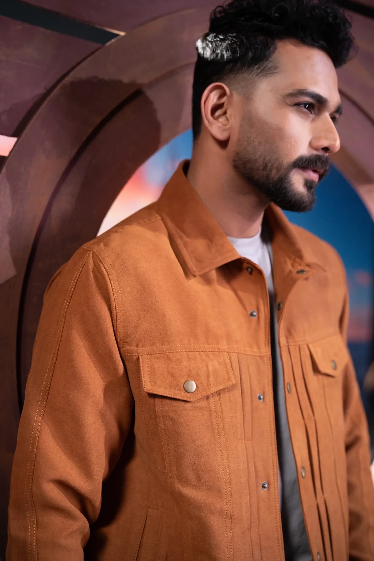 Brown Suede Leather Jacket ST14 thumbnail 3